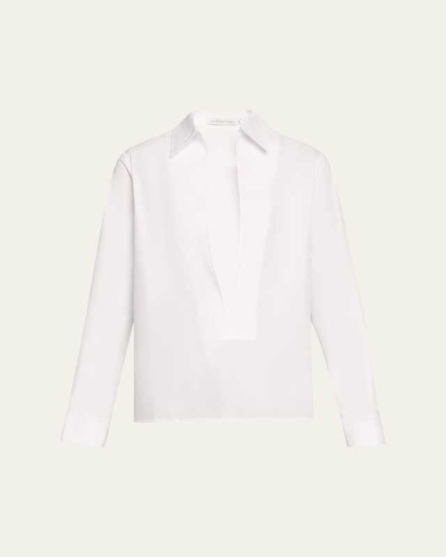 Haines Plunge-Neck Poplin Shirt